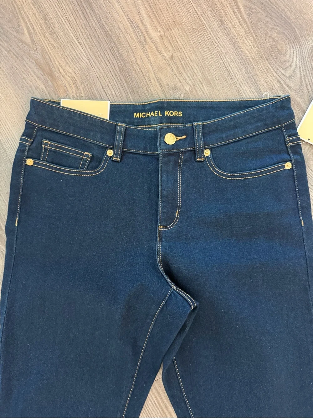 Michael Kors Dark Blue Skinny Jeans with Gold Trim
